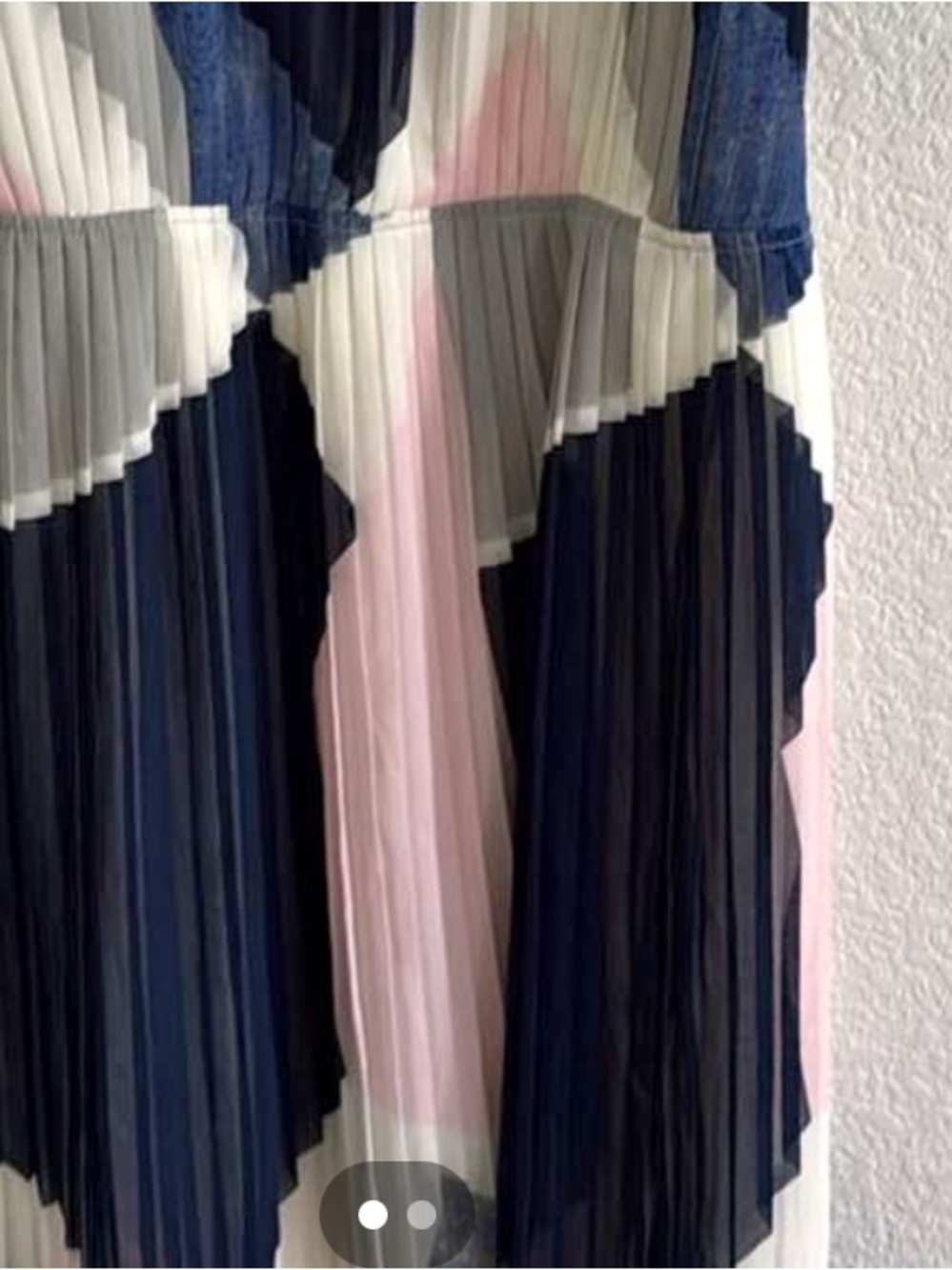 GIFTED 

Banana Republic Pleated Midi Dress in Navy, Pink and Cream
